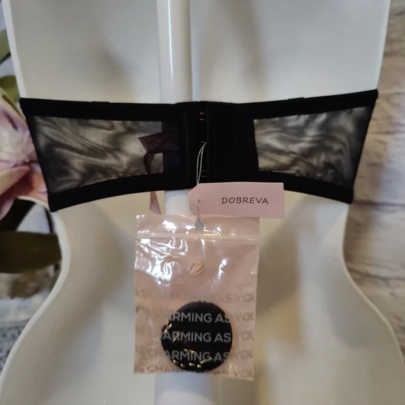 DOBREVA Women's Strapless Push Up Bra Lace  Plunge Padded Underwire Bra 32DD - Picture 9 of 10